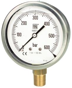 Nuova Fima Manometer MGS10, 100mm, messing/304SS