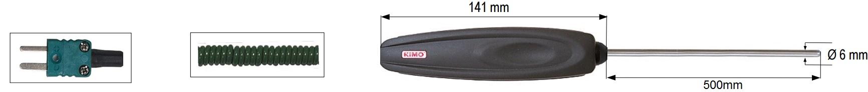 Kimo/Sauermann SIK500 Universal/væskeføler Type K, l:500mm